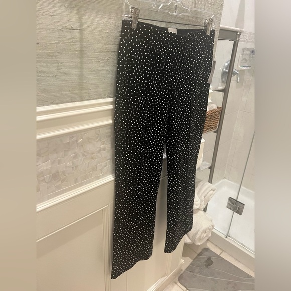 NWT new small Anthropologie Maeve Margot flare cropped pants black white hearts - Picture 10 of 17